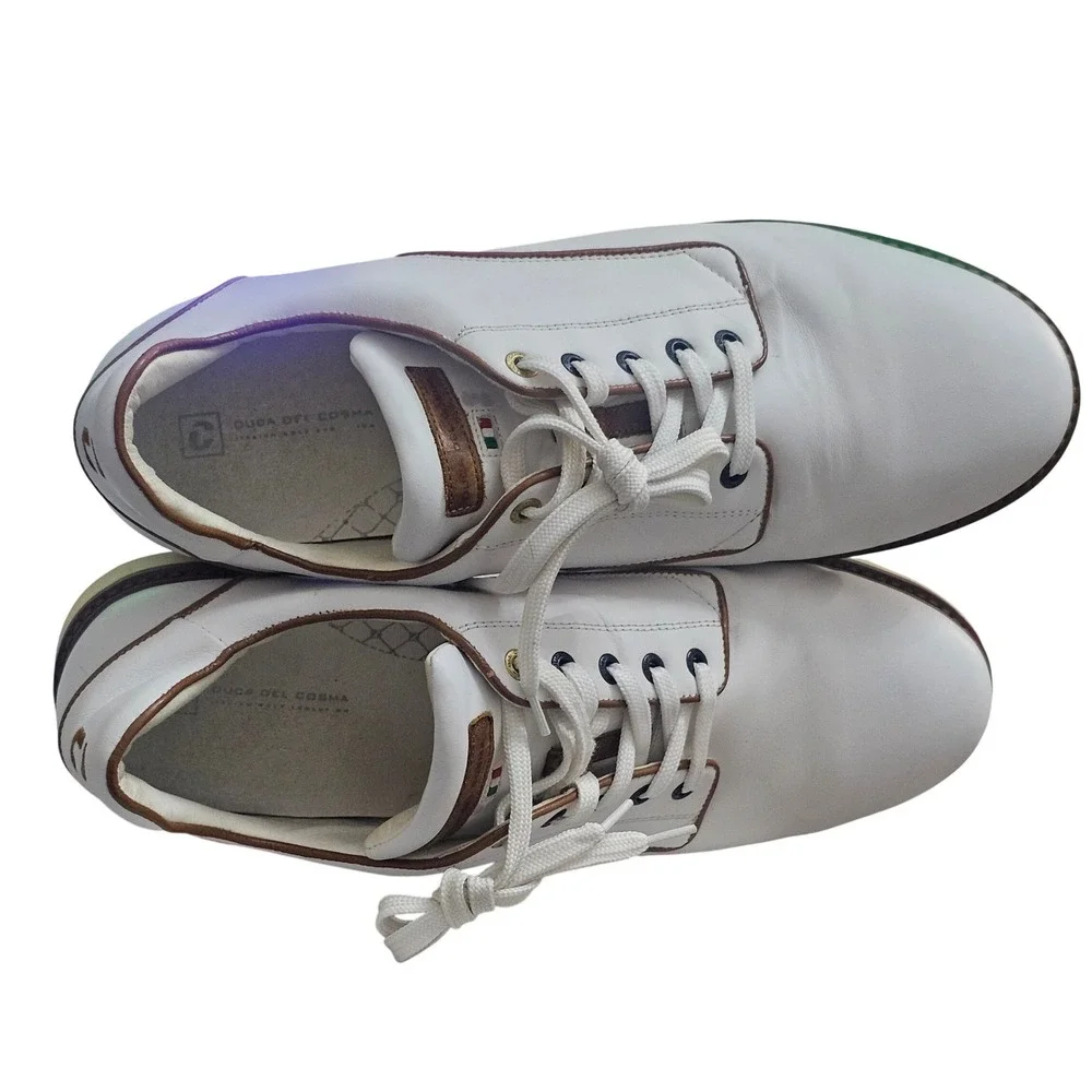 Duca‎ del Cosma Mens White Leather Spikeless Golf Shoes Italian Design Luxury 13